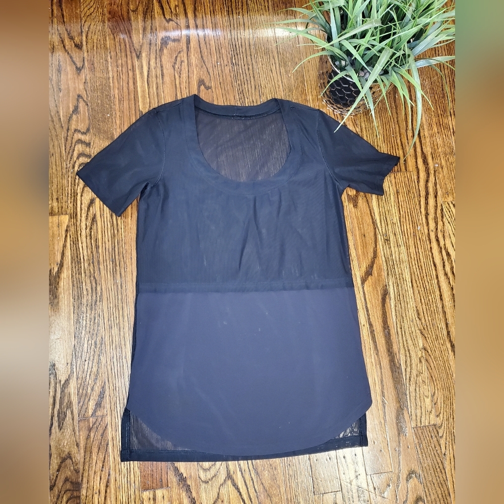 Lululemon Shirt Women 6 Black Sheeriously Sheer Tee Athleisure Yoga Train Run